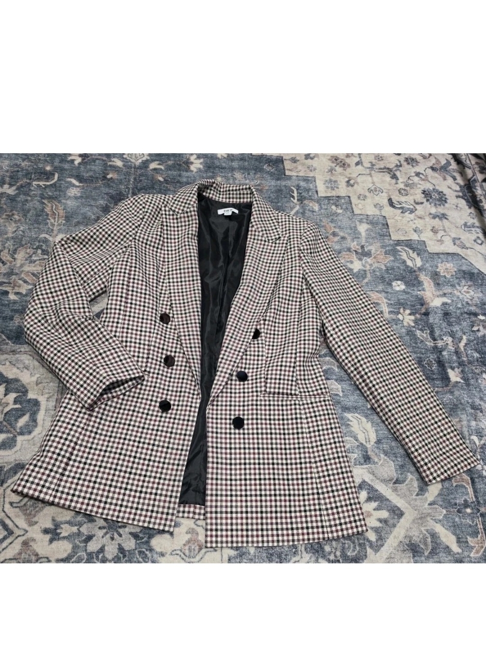 Bar III Double-Breasted Houndstooth Blazer Size Medium